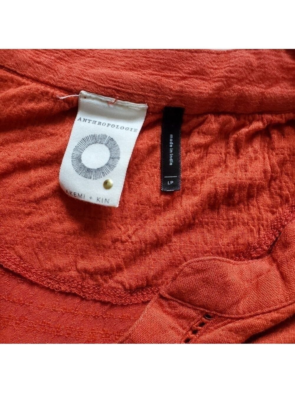 Anthropologie Burnt Orange V Neck Flare Top Large Petite - Picture 4 of 11